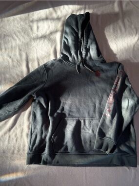 Carhartt Dark Gray Hooded Pullover with Logo Sleeve